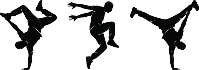 Breakdance Dancer Silhouette Vector Set with Dynamic Hip Hop Dance Poses Collection © Chandra 