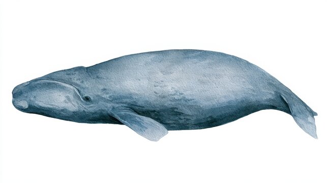 Watercolor bowhead whale illustration on a white background