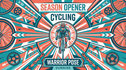 Fototapeta premium Season Opener Cycling Warrior Pose Sunrise Dynamic Graphic Design