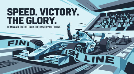 Obraz premium Speed. Victory. Unstoppable Drive For The Glory And The Finish Line