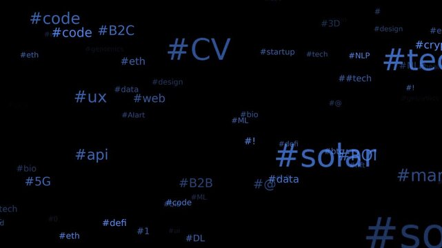 Cinematic Blue Hashtag Symbols Animation Social Media Background 4K Seamless Loop