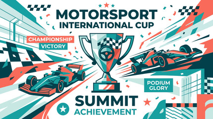 Obraz premium Motorsport International Cup Championship Victory Podium Glory Summit Achievement Graphic