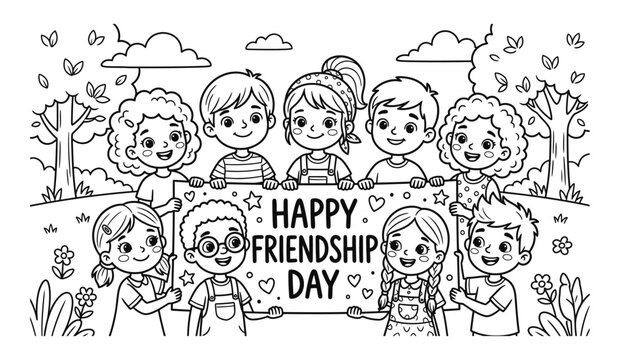 Happy international friendship day celebration with diverse group of friends