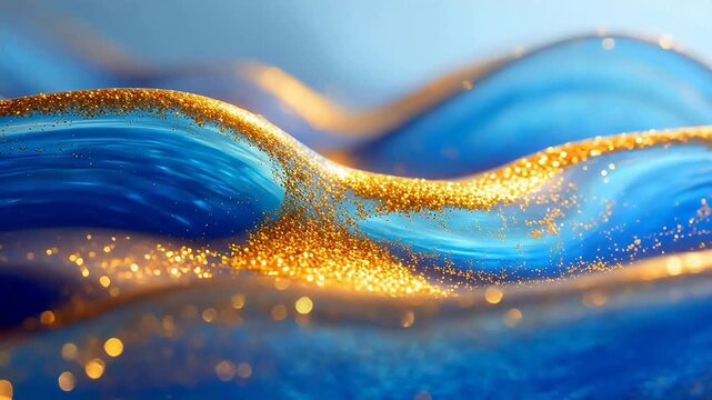 Blue and gold wavy abstract pattern