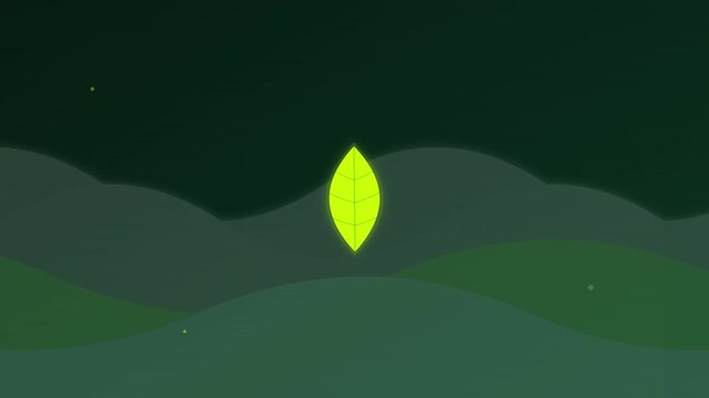 green leaf nature icon with flowing organic shapes
