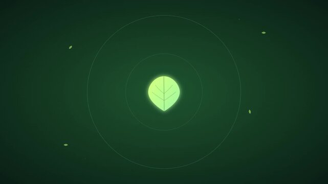 growing leaf icon with emerald organic nature background