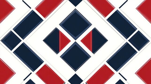 Abstract geometric pattern with red and blue diamonds on white background.