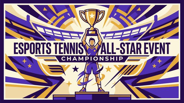 Esports Tennis All-Star Championship Trophy Winner Celebration Graphic