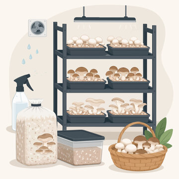 Mushroom farming at home growing different fungi varieties