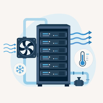 Server rack cooling system managing data center temperature