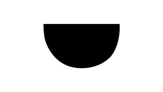 Minimalist black semicircle fruit slice vector icon on white background, clean flat watermelon inspired silhouette illustration for summer food, healthy snack, menu, label, logo and scalable graphic