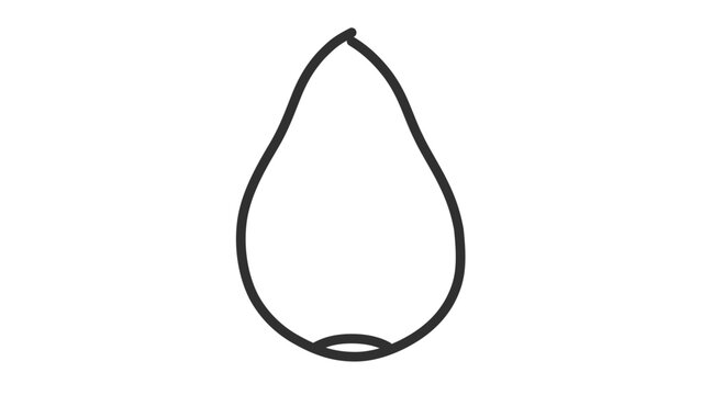 Elegant papaya vector icon with elongated black outline on white, minimalist tropical fruit illustration for fresh produce packaging, wellness menus, recipe cards, and market branding