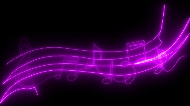Colorful neon music notes on dark background with flowing light effects,  music production and lyric videos use 100 char on transparent background .