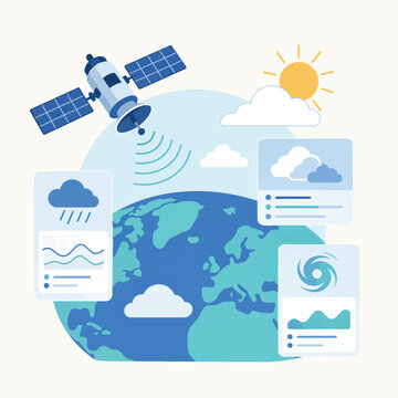 Satellite monitoring global weather forecasting and climate data