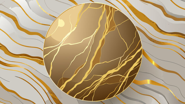 Abstract Yellow and White Eggs with Golden Spheres on a Modern Decorative Pattern Background Vector Illustration for Easter Spring Design and Creative Nature Concepts