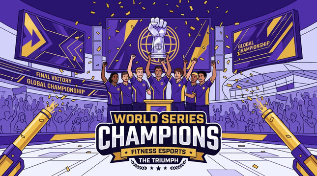Digital Champions Celebrating Esports Victory with Trophy