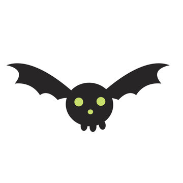 Cute Kawaii Pastel Halloween Skull Bat Vector Illustration