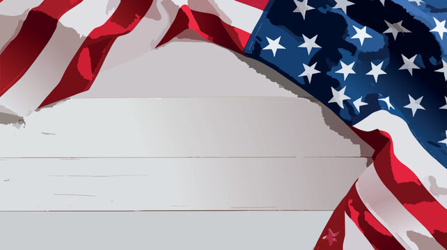 American flag texture framing rustic wooden background