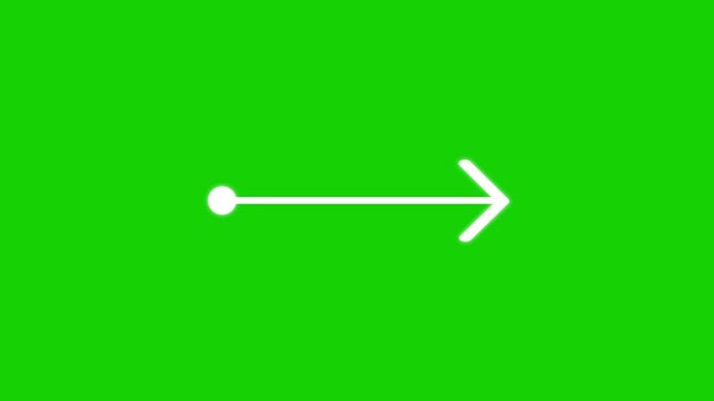 Minimalist white arrow pointing left with a circle origin point isolated on transparent background.