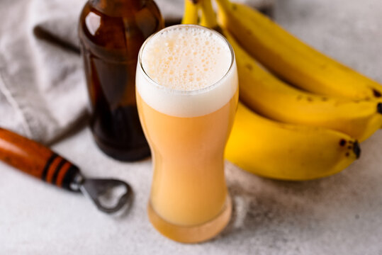 Craft banana beer or cider, non alcoholic drink
