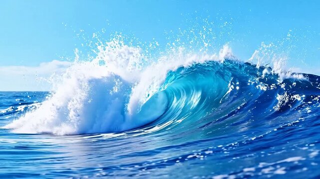 Ocean wave crashing with white foam
