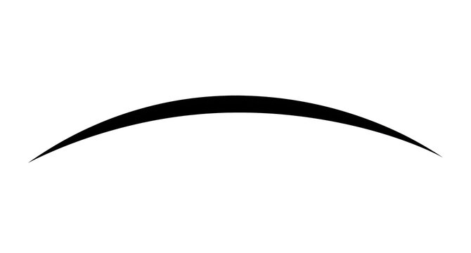 Black curved arc line on transparent background