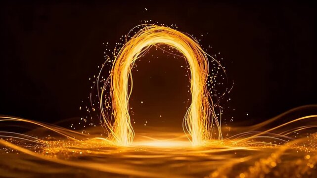 Golden glowing arch with sparkles