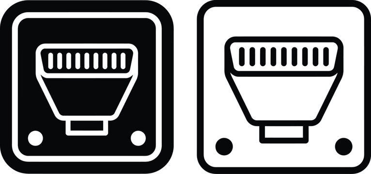 Square network port connector interface icon with connector interface ethernet connection technology hardware computer communication internet