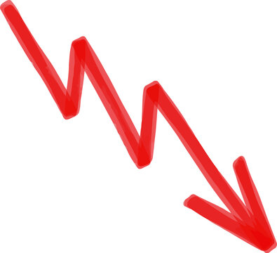 Handdrawn red zigzag arrow pointing downwards