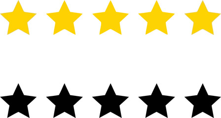 Fototapeta premium Row of five yellow and black stars