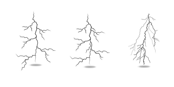 Black Lightning Bolt Silhouette Element Set