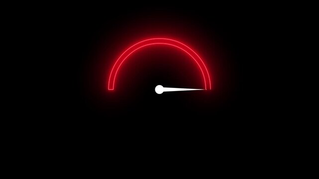 Glowing neon speedometer icon black background. neon line Digital speed meter animation,4k quality animation video