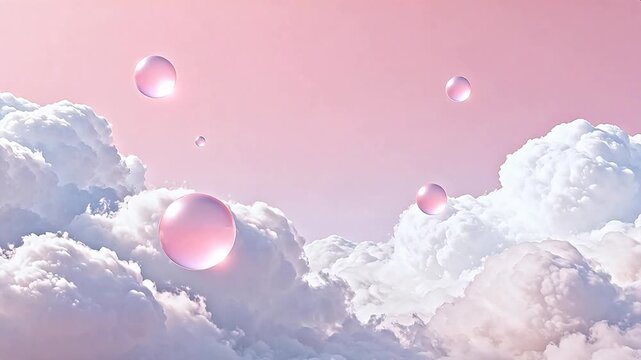 Pink clouds and floating spheres