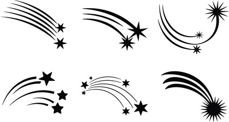 Collection of shooting star and comet graphics with trailing star tails © Canvas 71