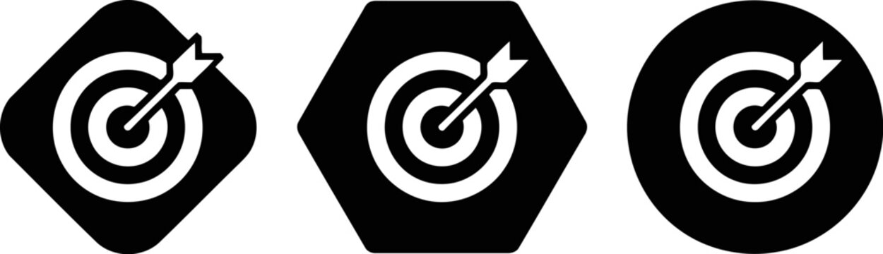 Target icon set archery target with arrow symbol goal and success sign