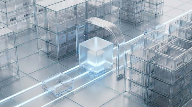 Transparent Glass Warehouse Inventory System