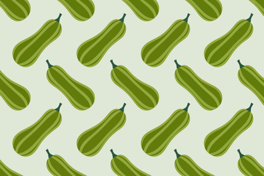 Seamless pattern with green zucchini vegetables
