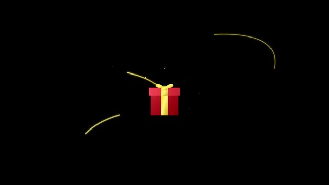 holiday gift box icon with exploding ribbon swirls
