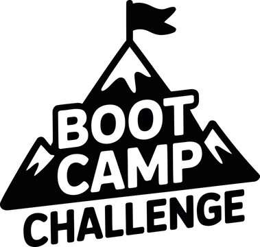 Boot camp challenge logo with mountain and flag