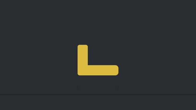 Minimalist yellow letter l shape animation on dark 4k background, for modern typography