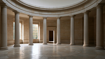 Fototapeta premium Grand architectural interior of a classical style museum rotunda and hall, heritage architecture concept, with copy space