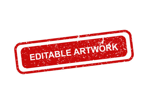 Red editable artwork stamp with bold text illustration