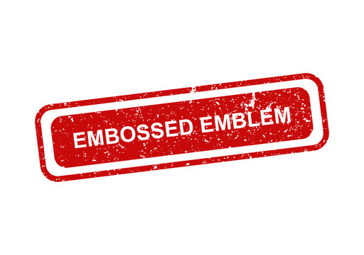 Red embossed emblem stamp with text label illustration