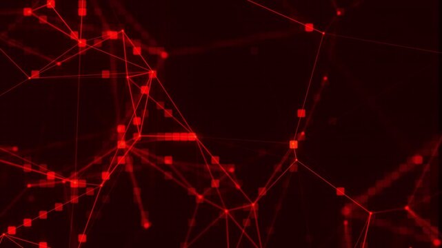 Animated mosaic background with connecting dots and lines. Network connection structure. Animation in the field of information technology and science. Technological context. Intertwined effect. 4K.