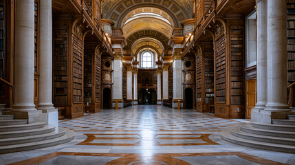 Obraz premium Austrian National Library in Vienna, elegant historic architecture and knowledge institution concept, with copy space