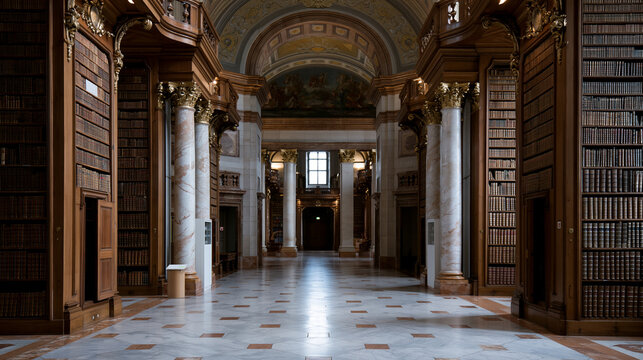 Austrian National Library in Vienna, elegant historic architecture and knowledge institution concept, with copy space