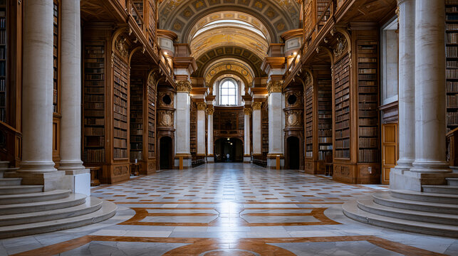 Austrian National Library in Vienna, elegant historic architecture and knowledge institution concept, with copy space