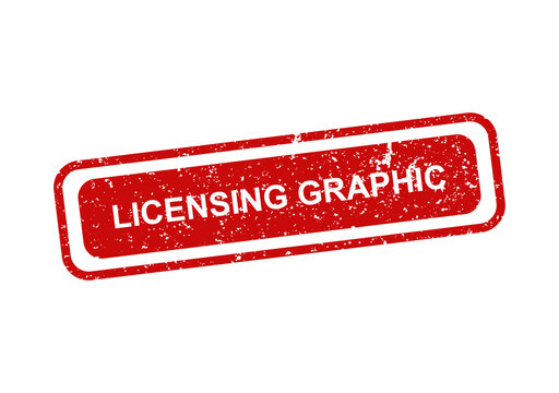 Red licensing stamp with distressed edges illustration