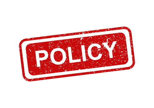 Red policy stamp with glitter texture illustration