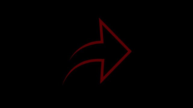 Red curved arrow animation for user interface and navigation.4k video